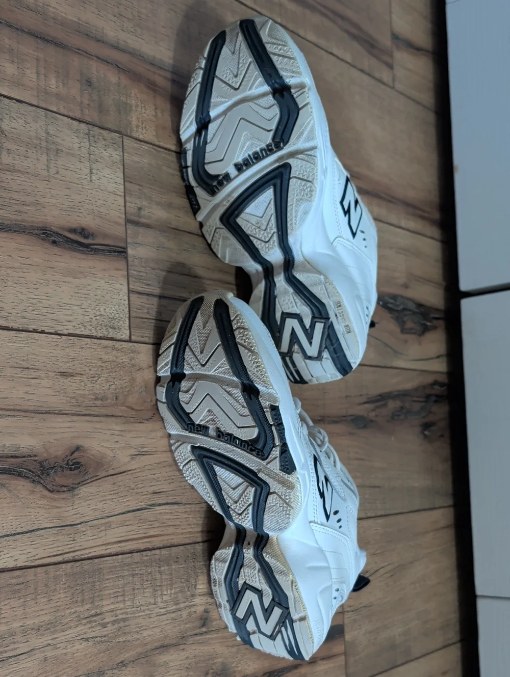 New Balance White Sneakers with Navy Blue Accents